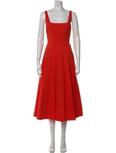 Pre-owned Staud Square Neckline Midi Length Dress In Orange