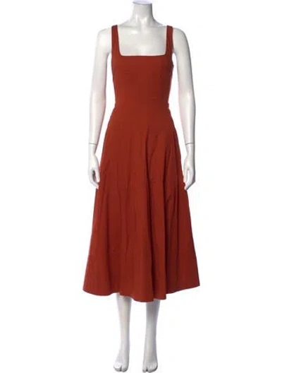 Pre-owned Staud Square Neckline Midi Length Dress In Orange