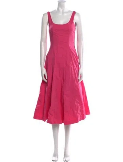 Pre-owned Staud Square Neckline Midi Length Dress In Pink
