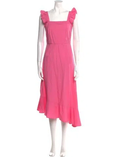 Pre-owned Staud Square Neckline Midi Length Dress In Pink