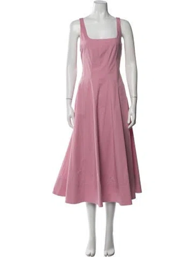Pre-owned Staud Square Neckline Midi Length Dress In Pink