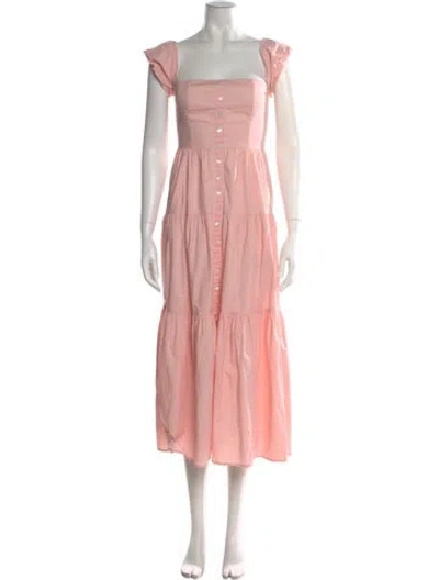 Pre-owned Staud Square Neckline Midi Length Dress In Pink