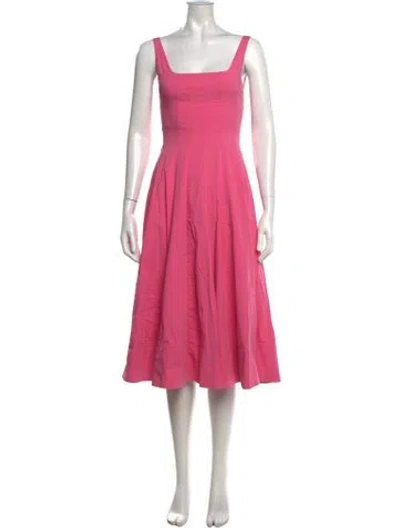 Pre-owned Staud Square Neckline Midi Length Dress In Pink