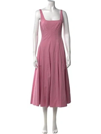 Pre-owned Staud Square Neckline Midi Length Dress In Pink