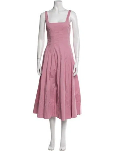 Pre-owned Staud Square Neckline Midi Length Dress In Pink