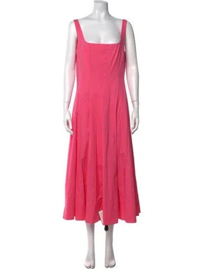 Pre-owned Staud Square Neckline Midi Length Dress In Pink