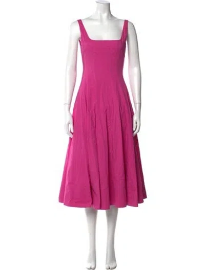 Pre-owned Staud Square Neckline Midi Length Dress In Pink