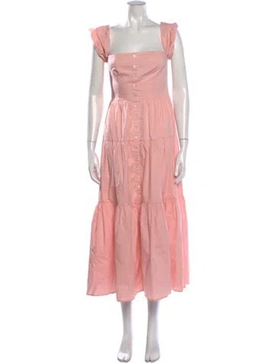 Pre-owned Staud Square Neckline Midi Length Dress In Pink