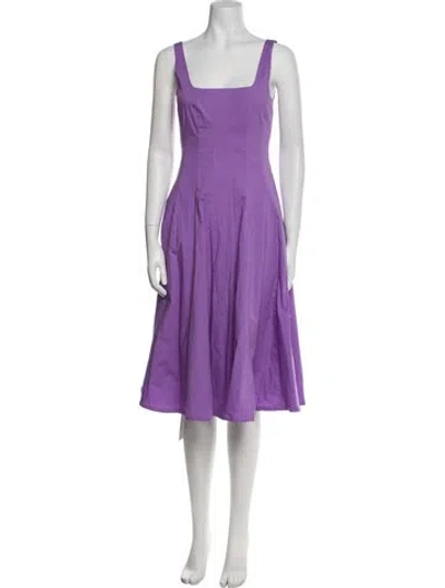 Pre-owned Staud Square Neckline Midi Length Dress In Purple
