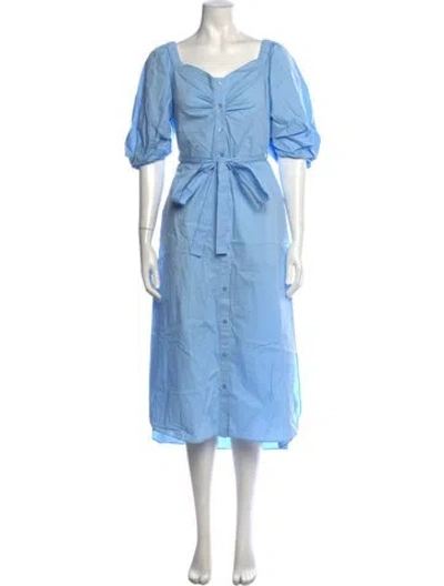 Pre-owned Staud Square Neckline Midi Length Dress W/ Tags In Blue
