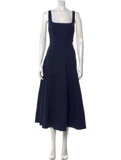 Pre-owned Staud Square Neckline Midi Length Dress W/ Tags In Blue