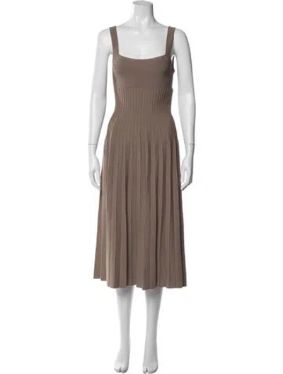 Pre-owned Staud Square Neckline Midi Length Dress W/ Tags In Brown
