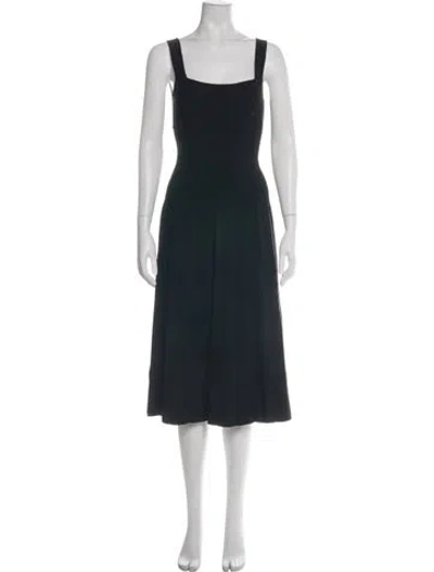 Pre-owned Staud Square Neckline Midi Length Dress W/ Tags In Green