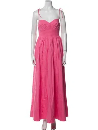 Pre-owned Staud Square Neckline Midi Length Dress W/ Tags In Pink