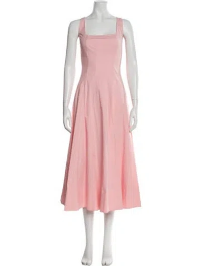 Pre-owned Staud Square Neckline Midi Length Dress W/ Tags In Pink