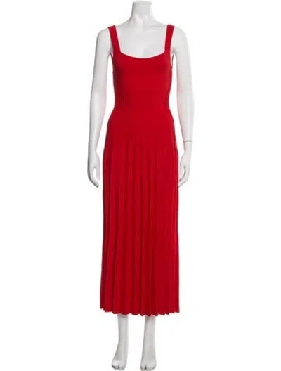 Pre-owned Staud Square Neckline Midi Length Dress W/ Tags In Red