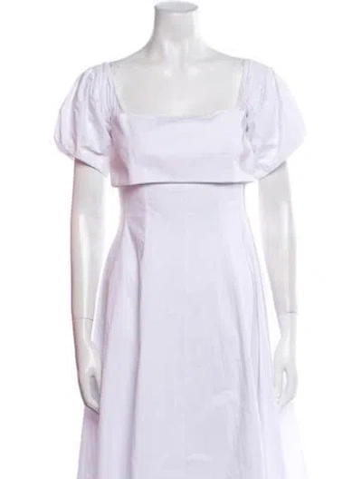 Pre-owned Staud Square Neckline Midi Length Dress In White