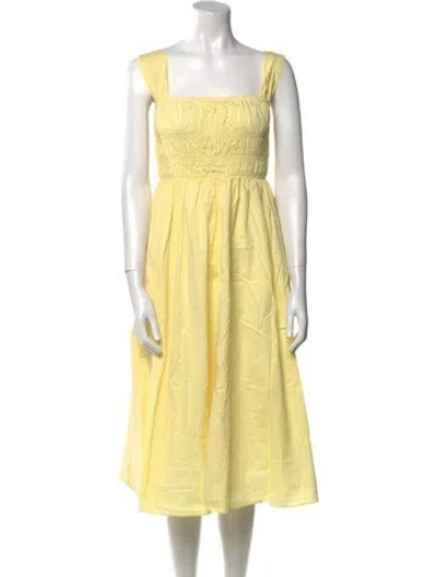 Pre-owned Staud Square Neckline Midi Length Dress In Yellow