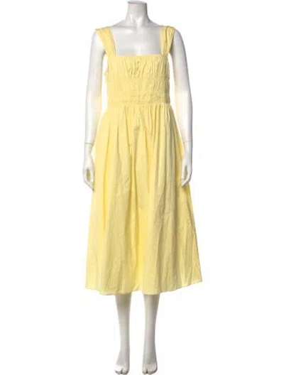 Pre-owned Staud Square Neckline Midi Length Dress In Yellow