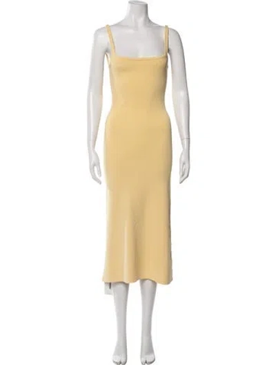 Pre-owned Staud Square Neckline Midi Length Dress In Yellow