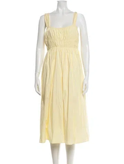 Pre-owned Staud Square Neckline Midi Length Dress In Yellow