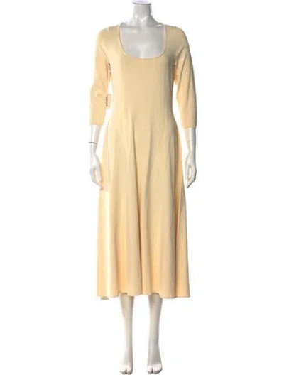 Pre-owned Staud Square Neckline Midi Length Dress In Yellow