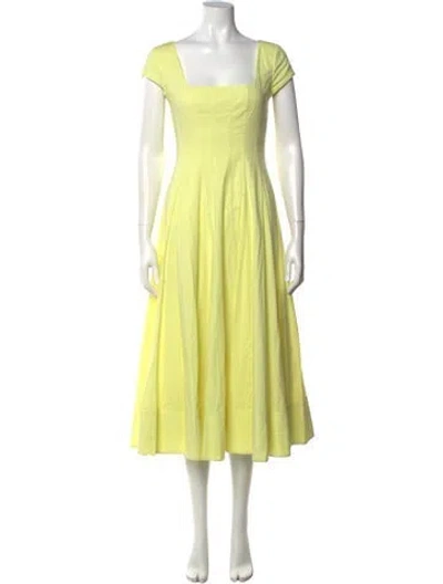 Pre-owned Staud Square Neckline Midi Length Dress In Yellow