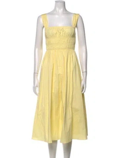 Pre-owned Staud Square Neckline Midi Length Dress In Yellow