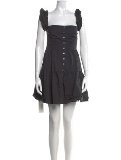 Pre-owned Staud Square Neckline Mini Dress In Black