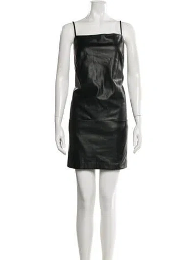 Pre-owned Staud Square Neckline Mini Dress In Black