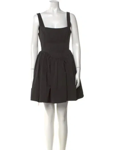 Pre-owned Staud Square Neckline Mini Dress In Black