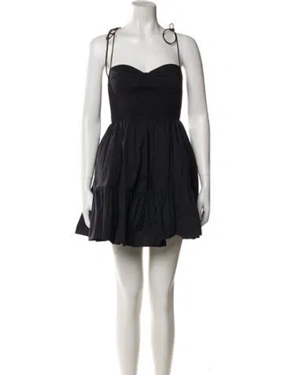 Pre-owned Staud Square Neckline Mini Dress In Black