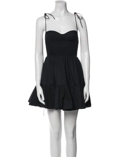 Pre-owned Staud Square Neckline Mini Dress In Black