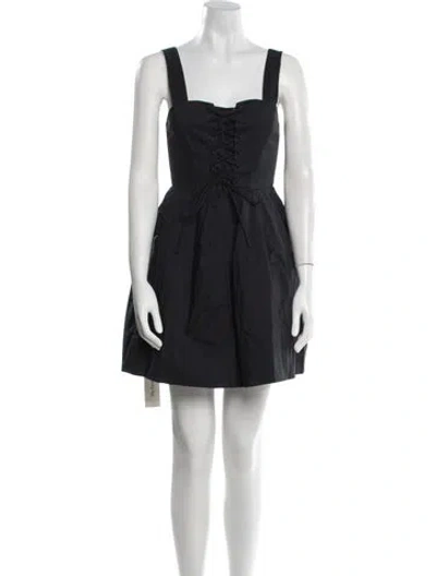 Pre-owned Staud Square Neckline Mini Dress In Black