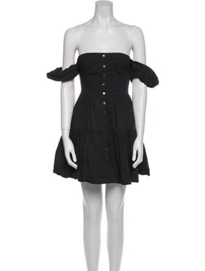 Pre-owned Staud Square Neckline Mini Dress In Black