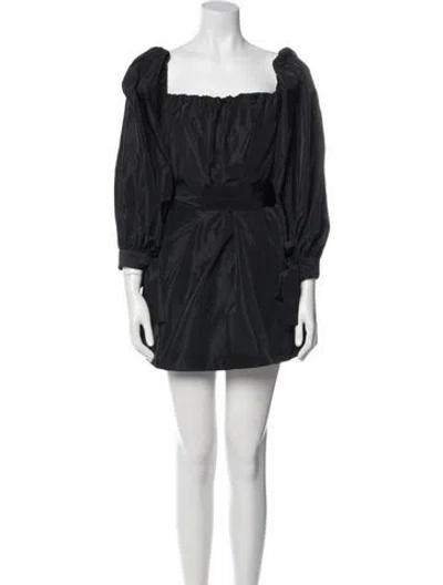 Pre-owned Staud Square Neckline Mini Dress In Black