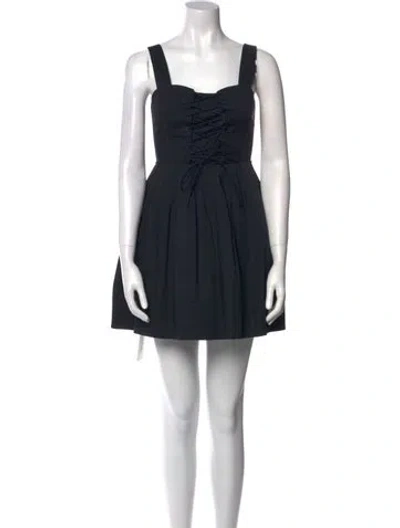 Pre-owned Staud Square Neckline Mini Dress In Black