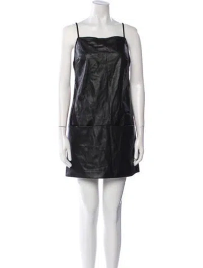 Pre-owned Staud Square Neckline Mini Dress In Black