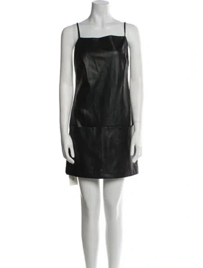 Pre-owned Staud Square Neckline Mini Dress In Black