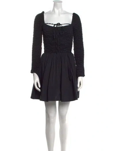 Pre-owned Staud Square Neckline Mini Dress In Black