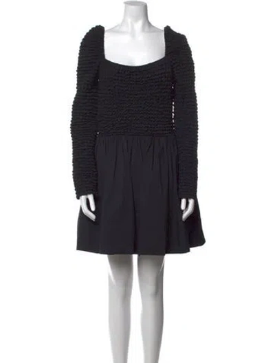 Pre-owned Staud Square Neckline Mini Dress In Black