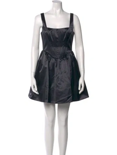 Pre-owned Staud Square Neckline Mini Dress In Black