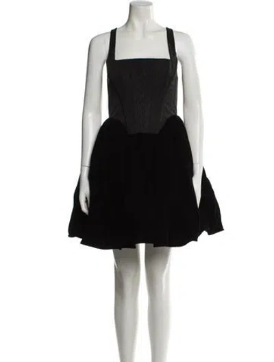 Pre-owned Staud Square Neckline Mini Dress In Black