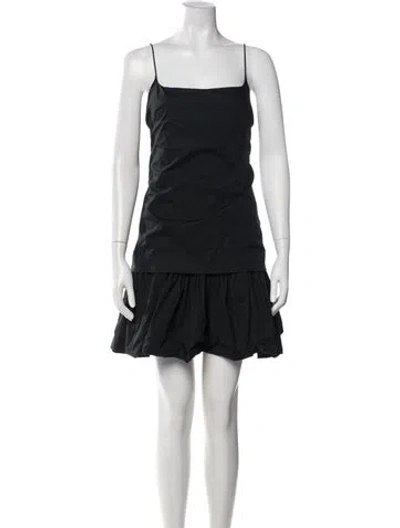 Pre-owned Staud Square Neckline Mini Dress In Black