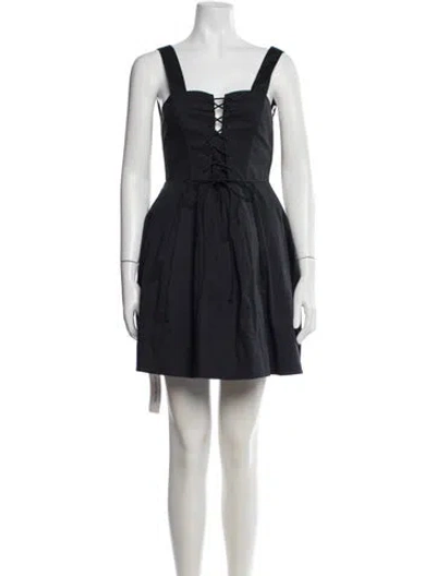 Pre-owned Staud Square Neckline Mini Dress In Black