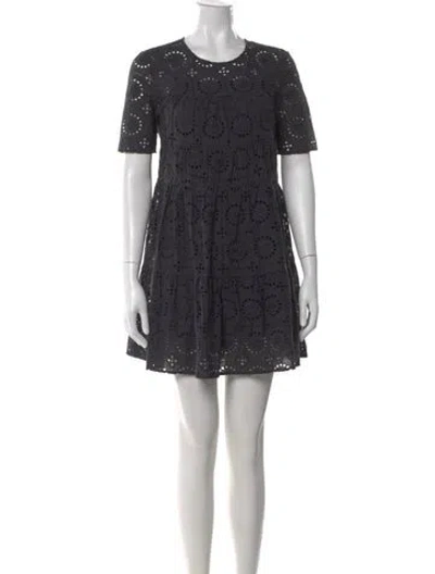 Pre-owned Staud Square Neckline Mini Dress In Black