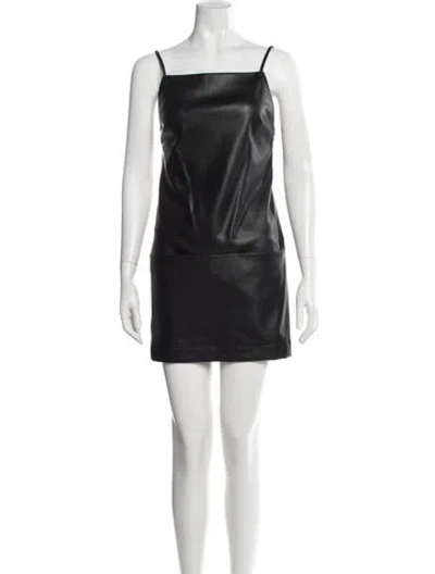 Pre-owned Staud Square Neckline Mini Dress In Black