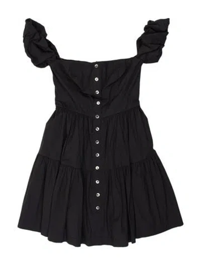 Pre-owned Staud Square Neckline Mini Dress In Black