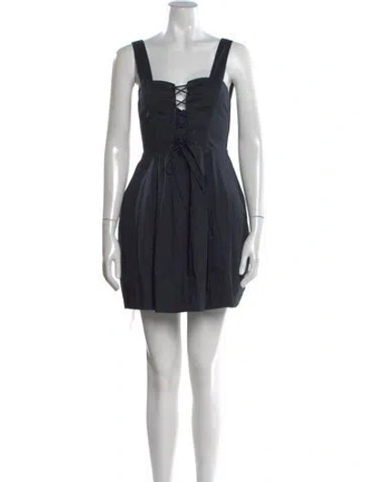 Pre-owned Staud Square Neckline Mini Dress In Black