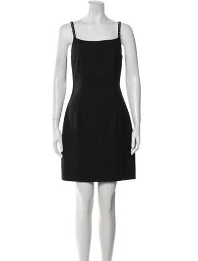 Pre-owned Staud Square Neckline Mini Dress In Black